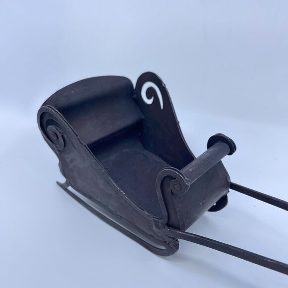 vintage handcrafted wrought iron reindeer & sleigh figurine holiday decor - Picture 4 of 6